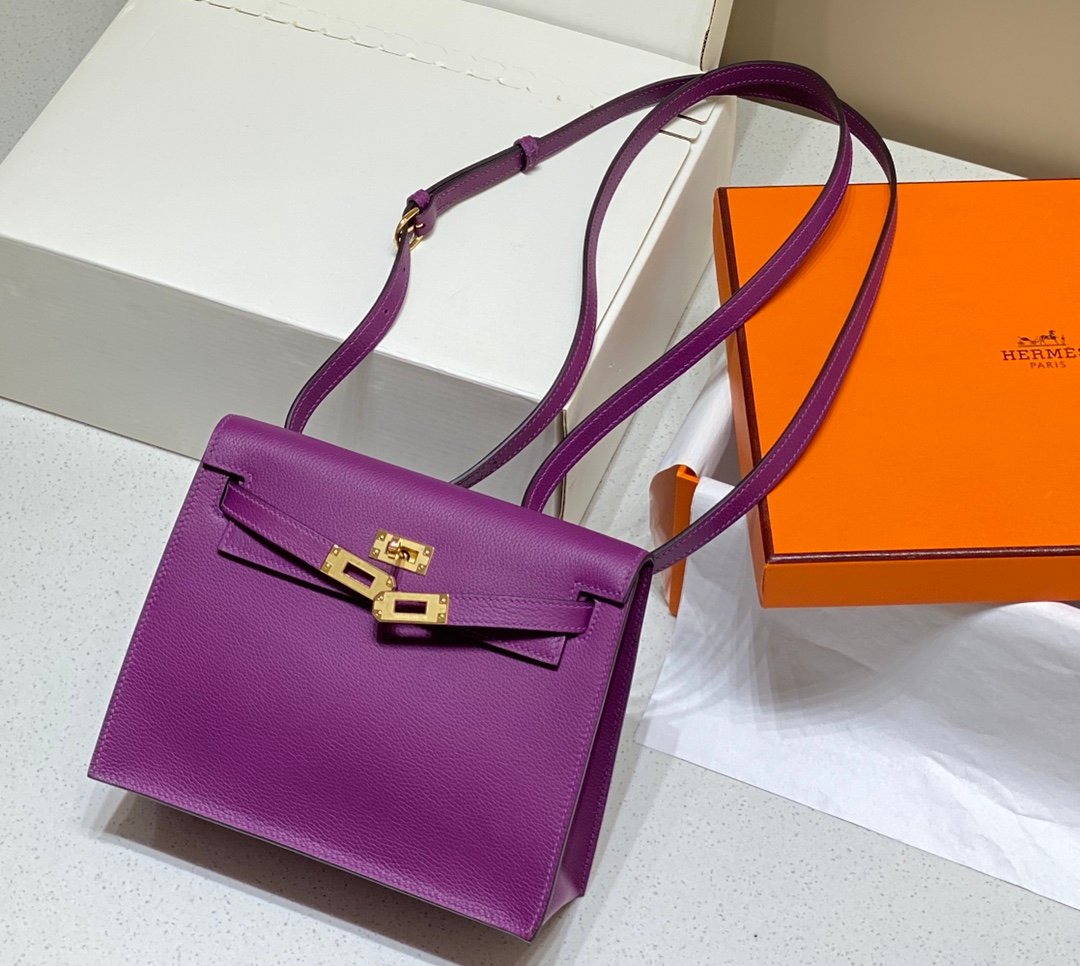 Mirror Top Hermes Kelly Danse 22cm of Evercolor Bag Purple