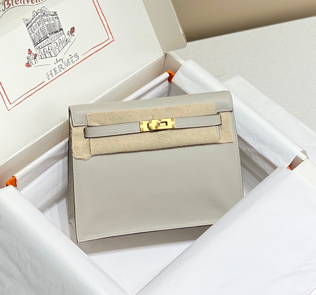 Mirror Top Hermes Kelly Danse 22cm of Evercolor Bag Light Gray