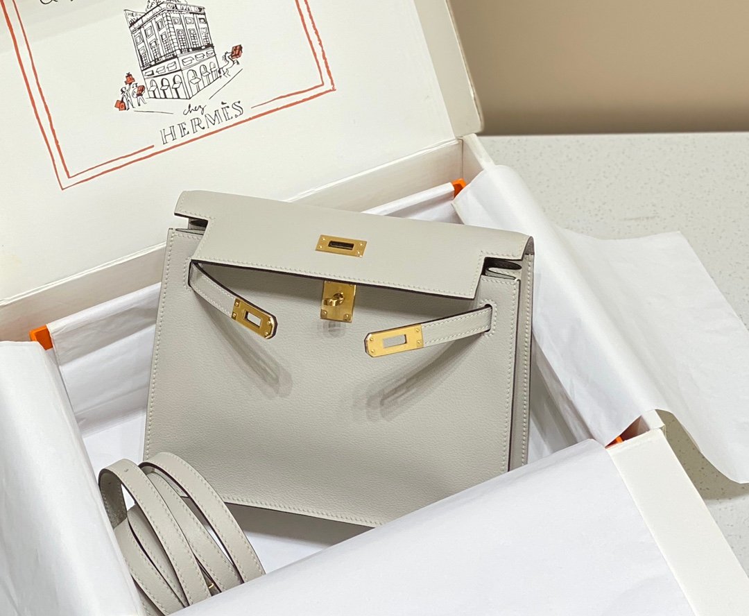 Mirror Top Hermes Kelly Danse 22cm of Evercolor Bag Light Gray