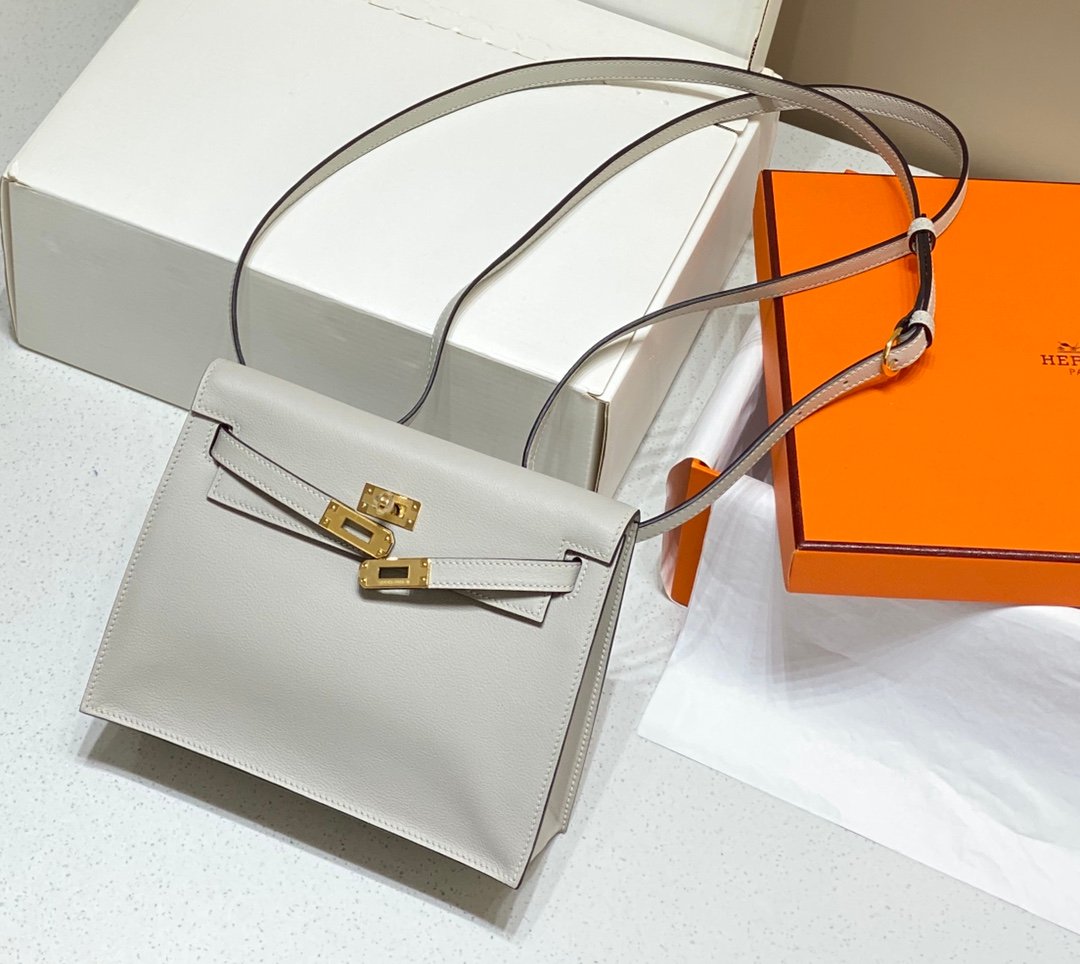 Mirror Top Hermes Kelly Danse 22cm of Evercolor Bag Light Gray