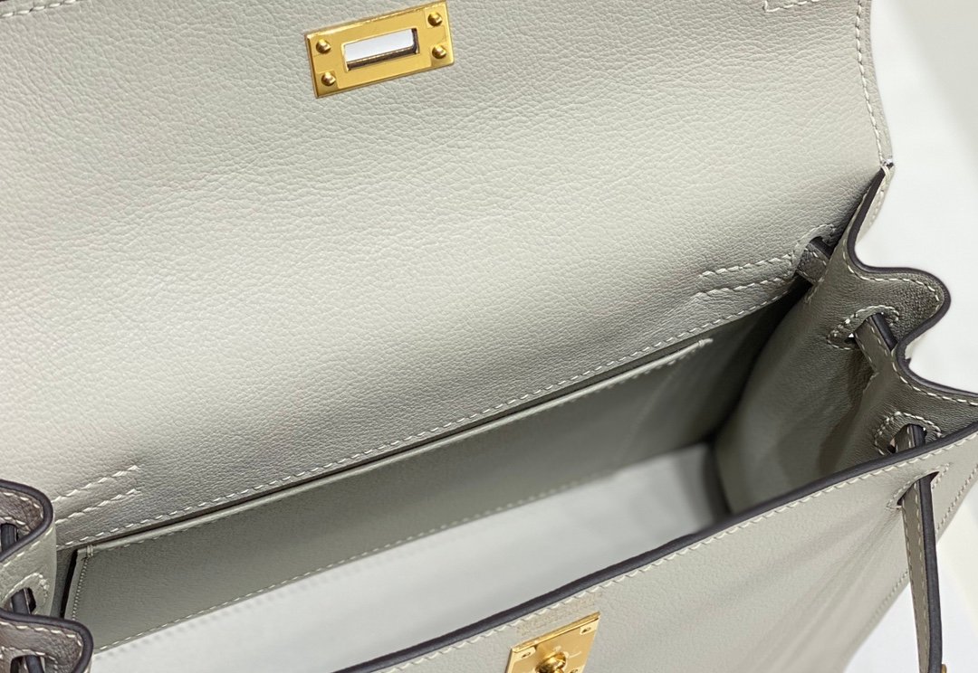 Mirror Top Hermes Kelly Danse 22cm of Evercolor Bag Light Gray