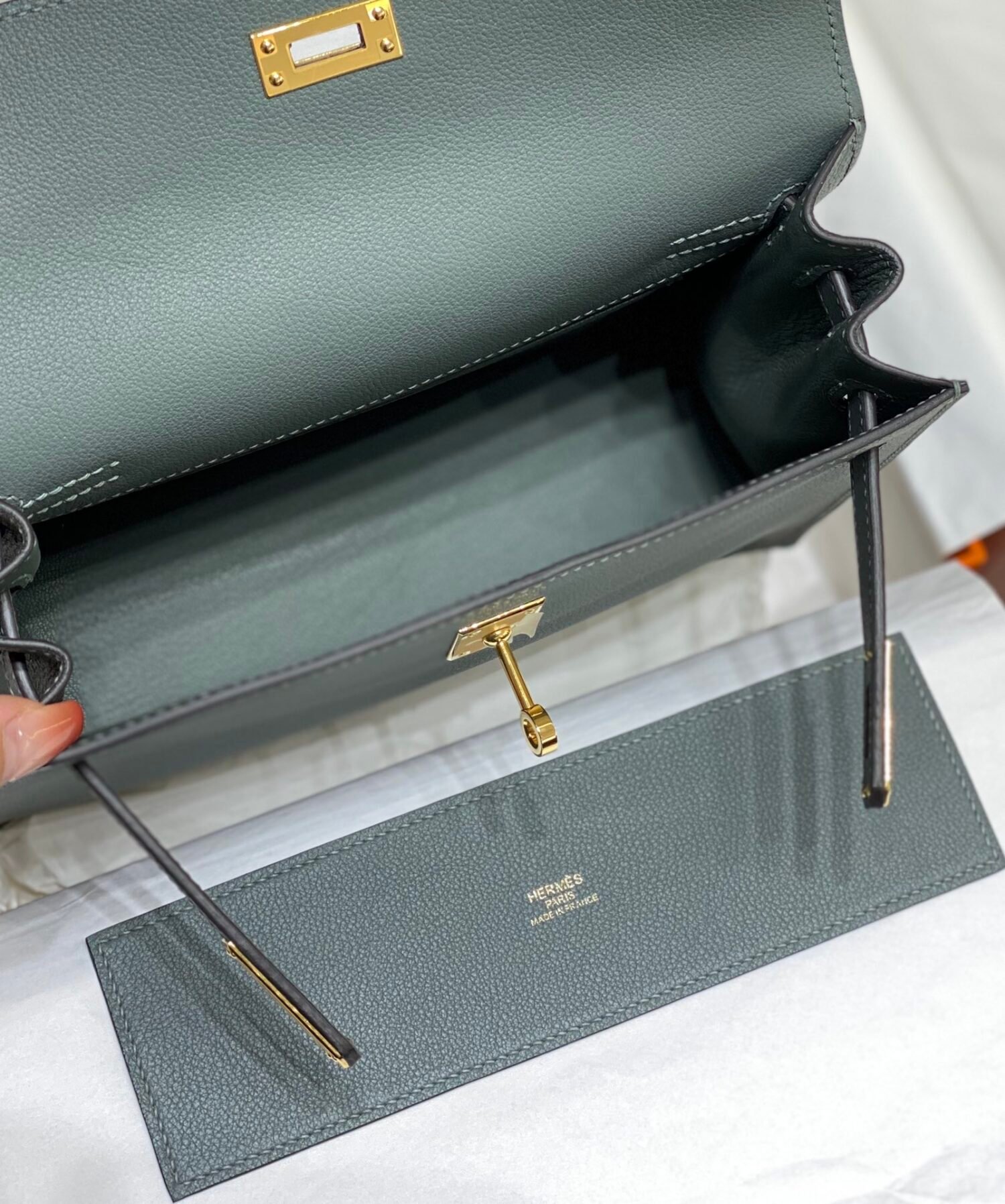 Mirror Top Hermes Kelly Danse 22cm of Evercolor Bag Almond Green