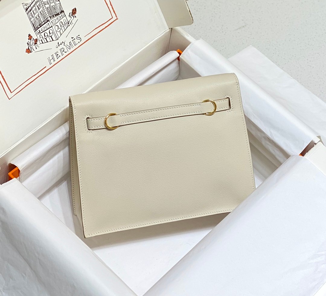 Mirror Top Hermes Kelly Danse 22cm of Evercolor Bag White
