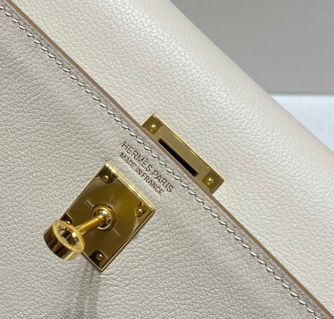 Mirror Top Hermes Kelly Danse 22cm of Evercolor Bag White