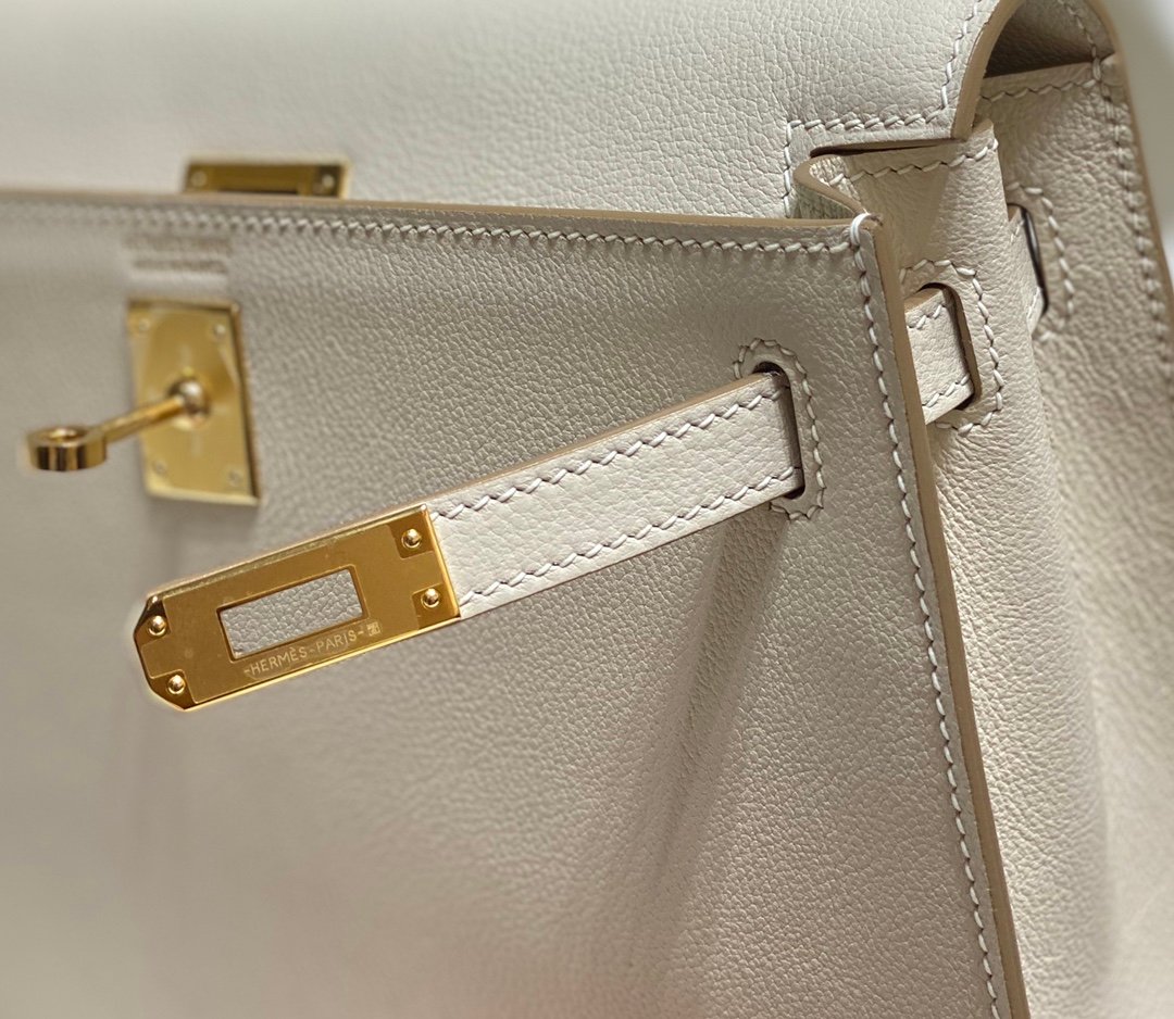 Mirror Top Hermes Kelly Danse 22cm of Evercolor Bag White