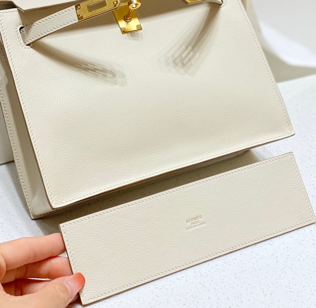 Mirror Top Hermes Kelly Danse 22cm of Evercolor Bag White