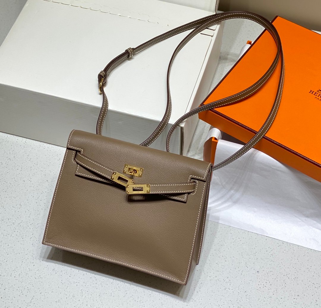 Mirror Top Hermes Kelly Danse 22cm of Evercolor Bag Charcoal Gray