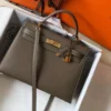 Mirror Top Hermes Sellier Kelly 28cm of Epsom Leather Bag 20337 Dark Gray