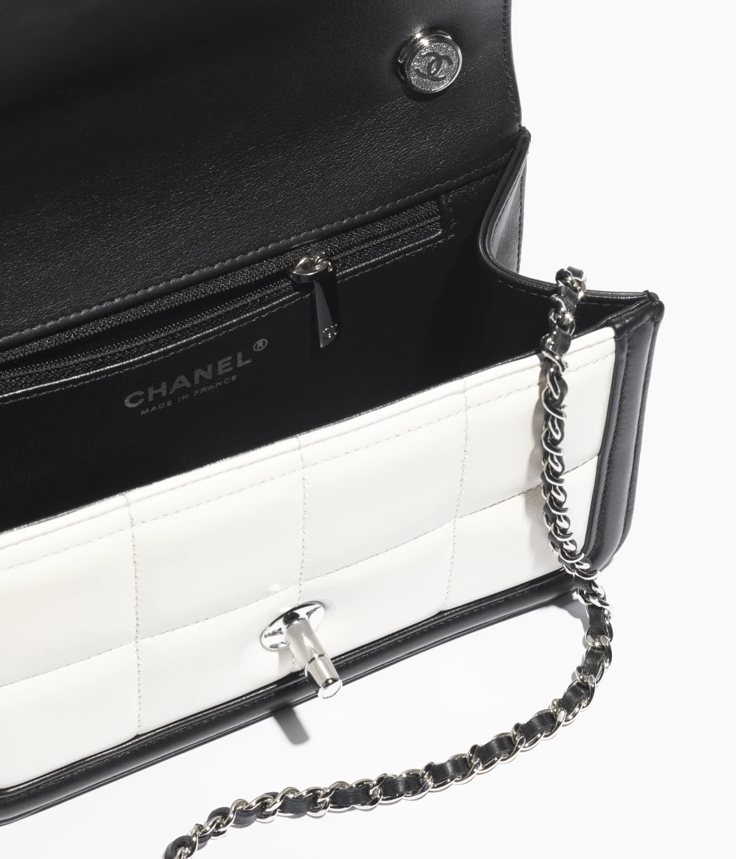 Mirror Top Chanel Mini Flap Bag Black & White