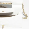 Mirror Top Chanel Flap Bag With Top Handle White