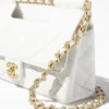 Mirror Top Chanel Flap Bag With Top Handle White