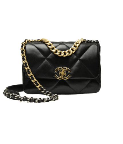 Summer Sale: Chanel 19 Handbag Collection – Shiny Lambskin in Gold, Silver, and Ruthenium Metal, a Must-Have for Street Style.